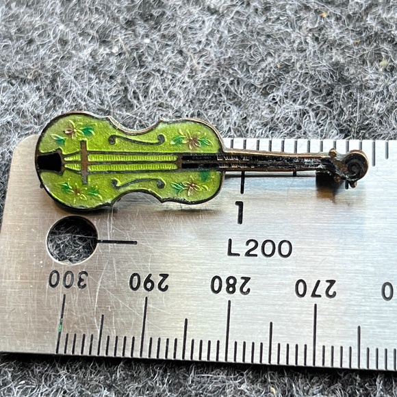 Antique Enamel Fiddle Violin Brooch - Picture 15 of 15